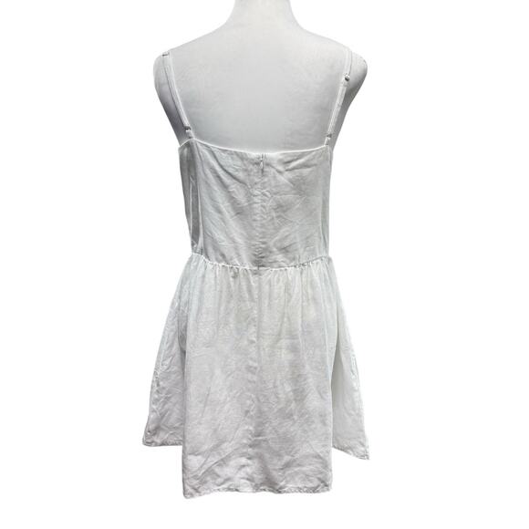 Reformation Velma White 100% Linen Short Sleeveless Sundress Mini Dress Size 12 - Picture 6 of 10